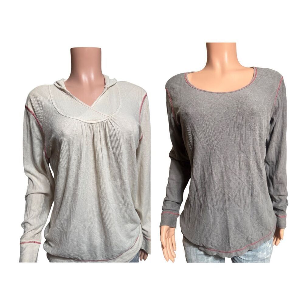 Bundle two Long sleeve printed textured pullover top  L